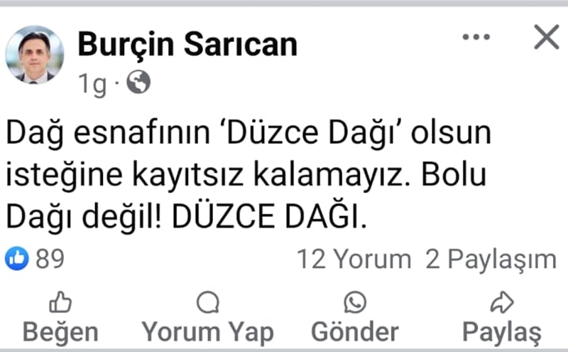 BURÇİN SARICAN ''BOLU DAĞI DEĞİL DÜZCE DAĞI''