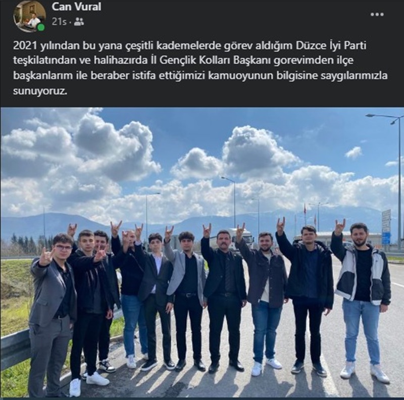 DÜZCE İYİ PARTİ GENÇLİK KOLLARI'NDA TOPLU İSTİFA