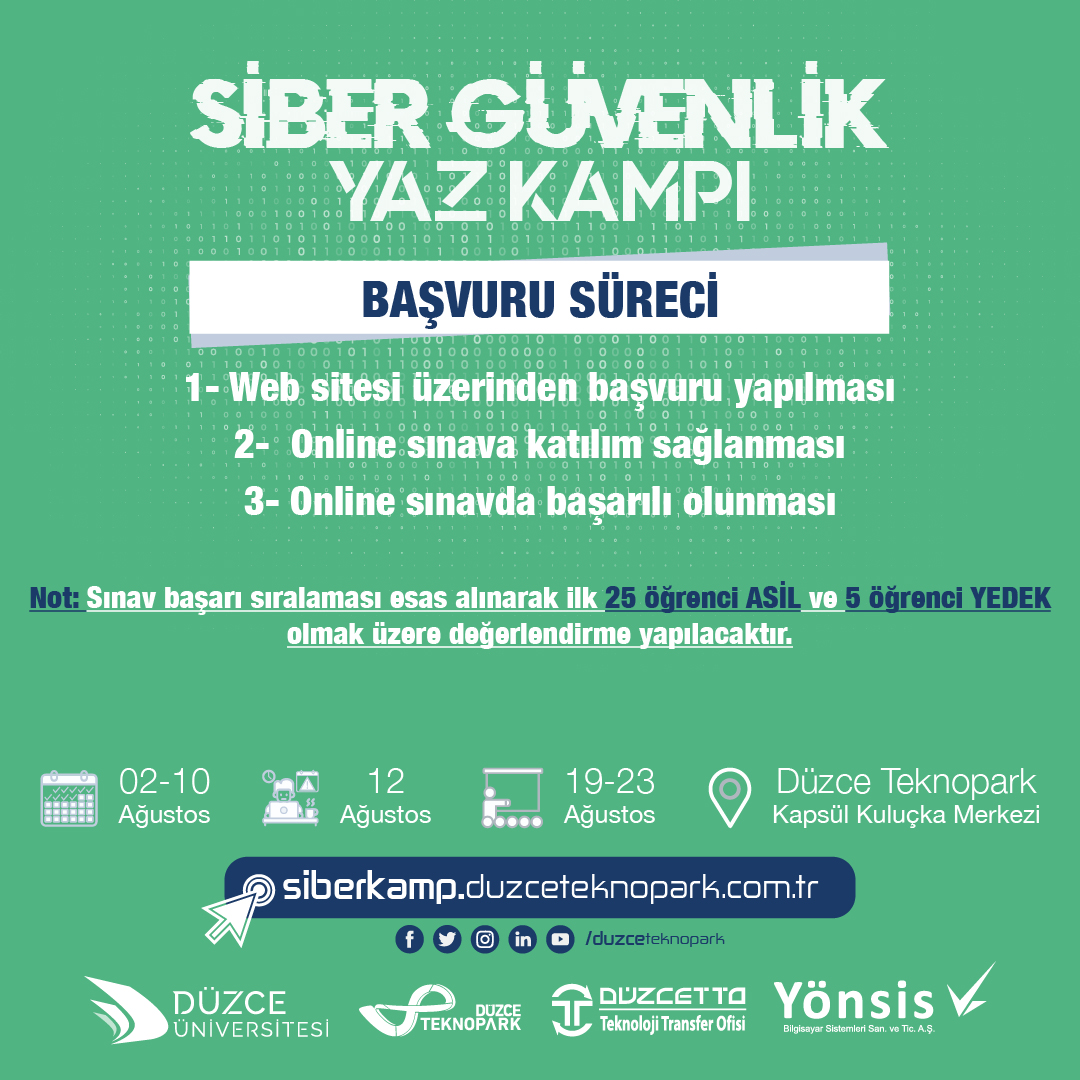 "Siber Güvenlik Yaz Kampı 2" Başvuruları Başladı! "Siber Güvenlik Yaz Kampı 2" Başvuruları Başladı!