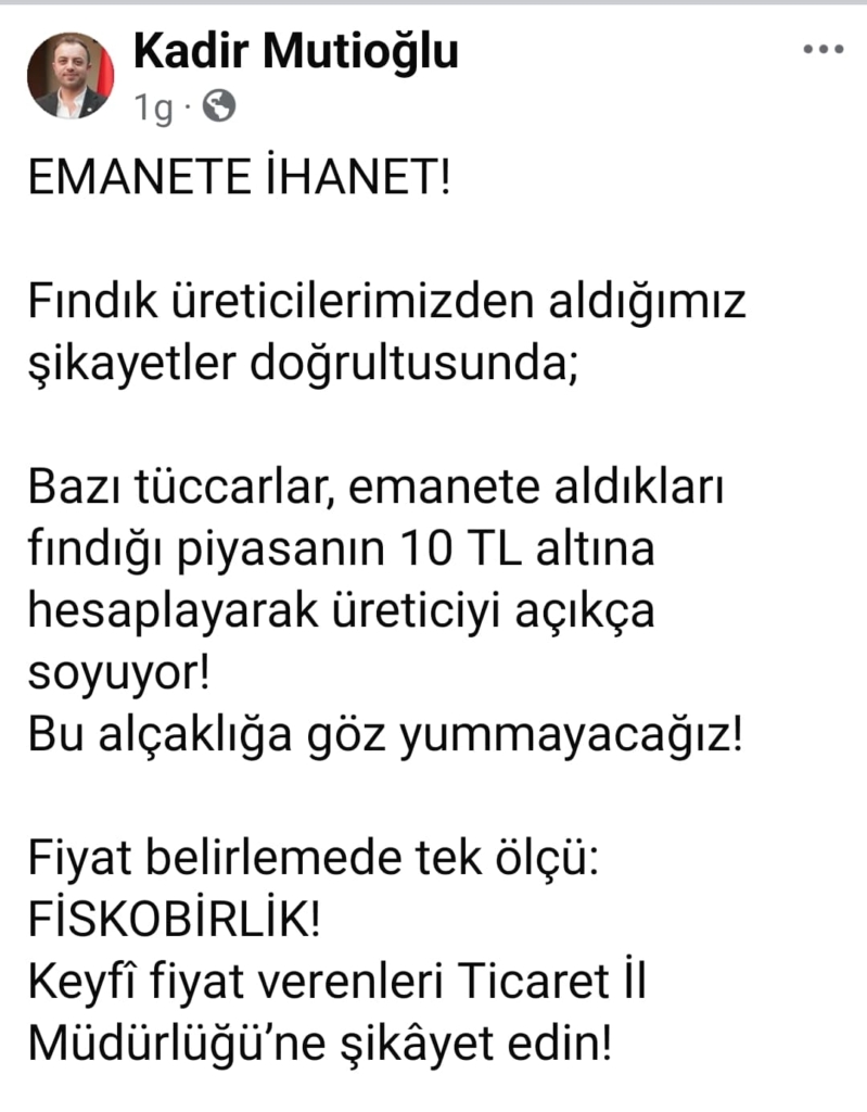 Akçakoca Ziraat Odası Başkanı'ndan Şok İddia: