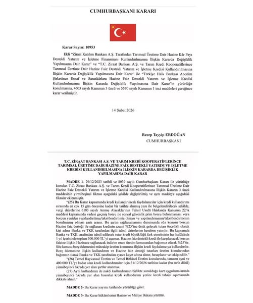 Çiftçi ve Esnaf Kredilerinde Yeni Dönem: