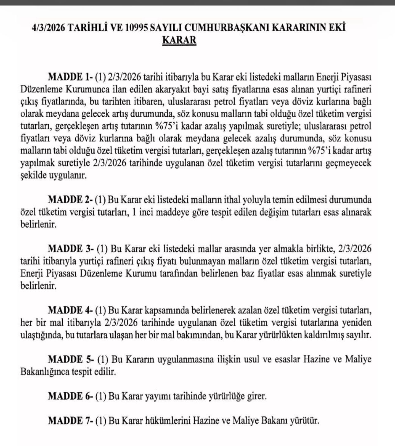 Cumhurbaşkanı Kararı ile ÖTV’ye 'Fren' Geldi!