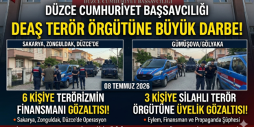 DÜZCE MERKEZLİ DEAŞ OPERASYONU: 9 ŞÜPHELİ YAKALANDI