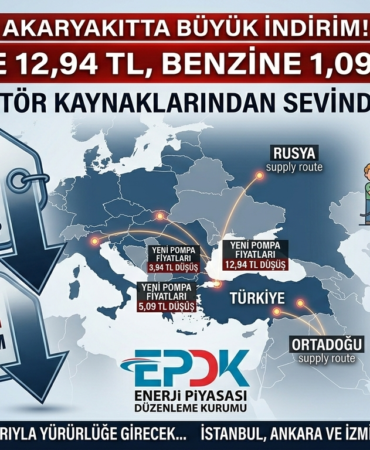 Akaryakıtta Büyük İndirim! Motorine 12,94 TL, Benzine 1,09 TL Düşüş