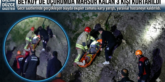 Beyköy'de 3 Kişi Uçurumda Mahsur Kaldı