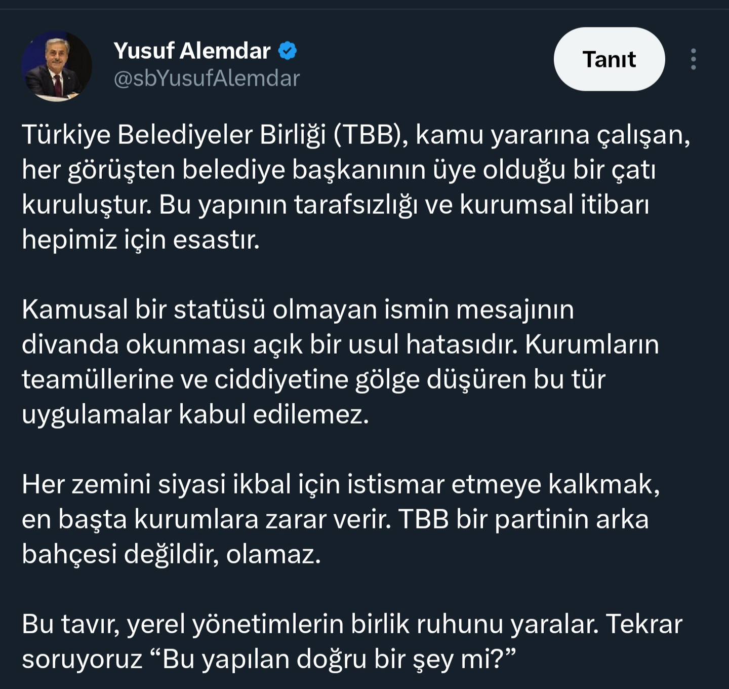 Sakarya Büyükşehir Belediye Başkanı Yusuf Alemdar’dan Sert Tepki!