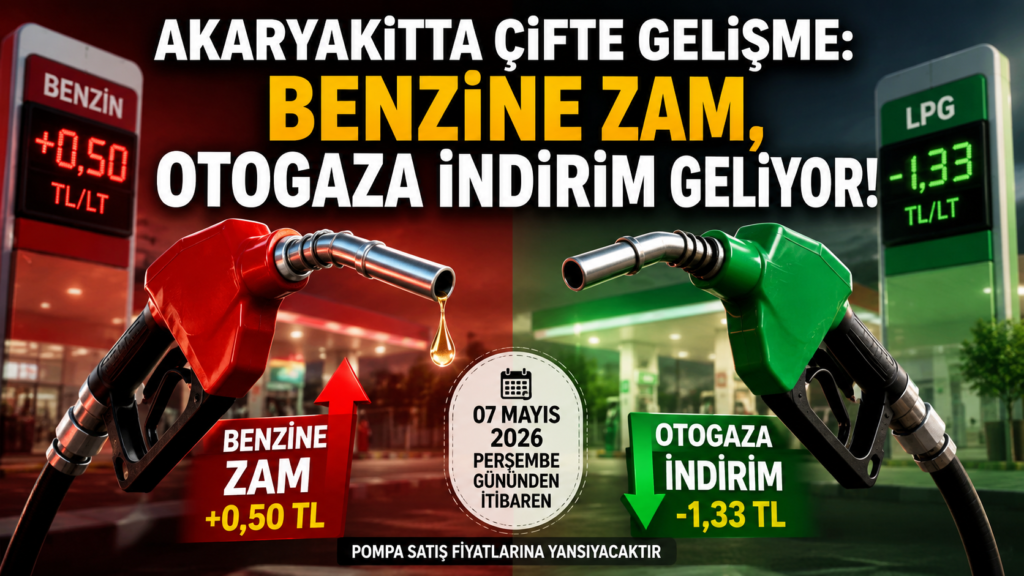 AKARYAKITTA ÇİFTE GELİŞME: BENZİNE ZAM, OTOGAZA İNDİRİM GELİYOR