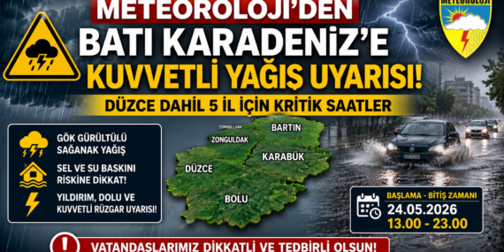 Düzce Dahil 5 İl İçin Uyarı