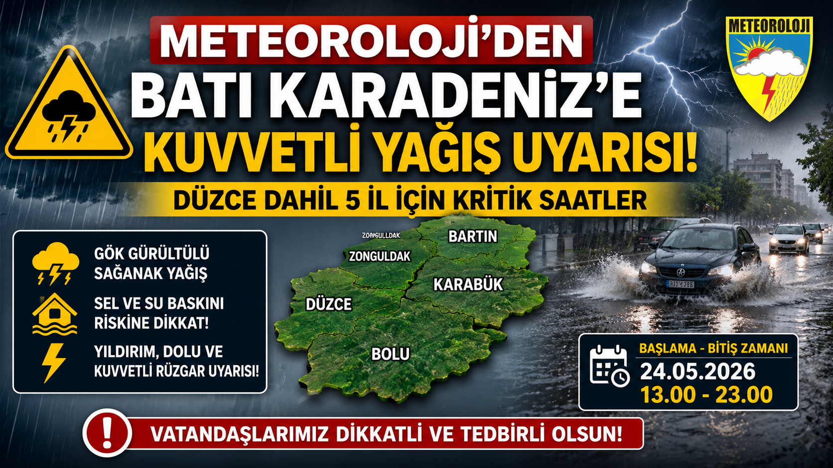 Düzce Dahil 5 İl İçin Uyarı