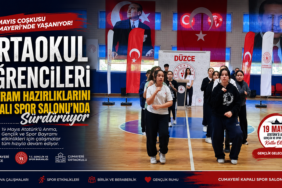 Cumayeri Ortaokul Öğrencileri Bayram Hazırlıklarını Kapalı Spor Salonu’nda Sürdürüyor
