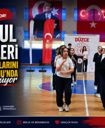 Cumayeri Ortaokul Öğrencileri Bayram Hazırlıklarını Kapalı Spor Salonu’nda Sürdürüyor