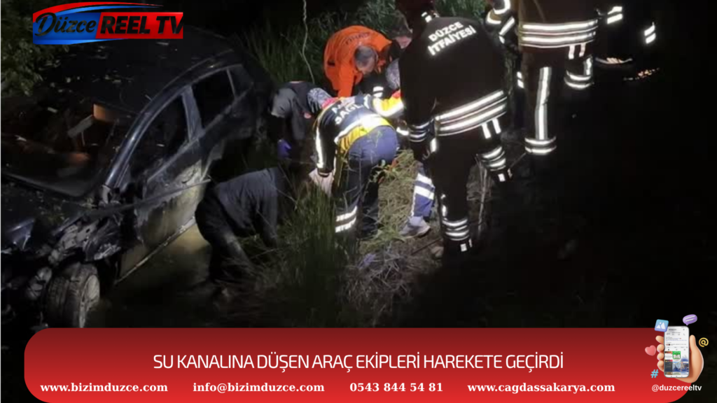 SU KANALINA DÜŞEN ARAÇ EKİPLERİ HAREKETE GEÇİRDİ