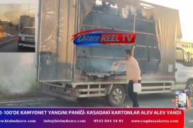 D-100’DE KAMYONET YANGINI PANİĞİ: