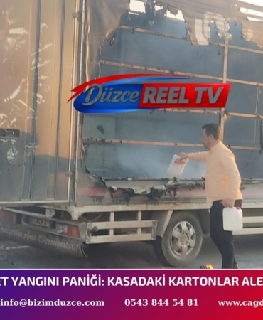 D-100’DE KAMYONET YANGINI PANİĞİ: