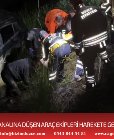 SU KANALINA DÜŞEN ARAÇ EKİPLERİ HAREKETE GEÇİRDİ