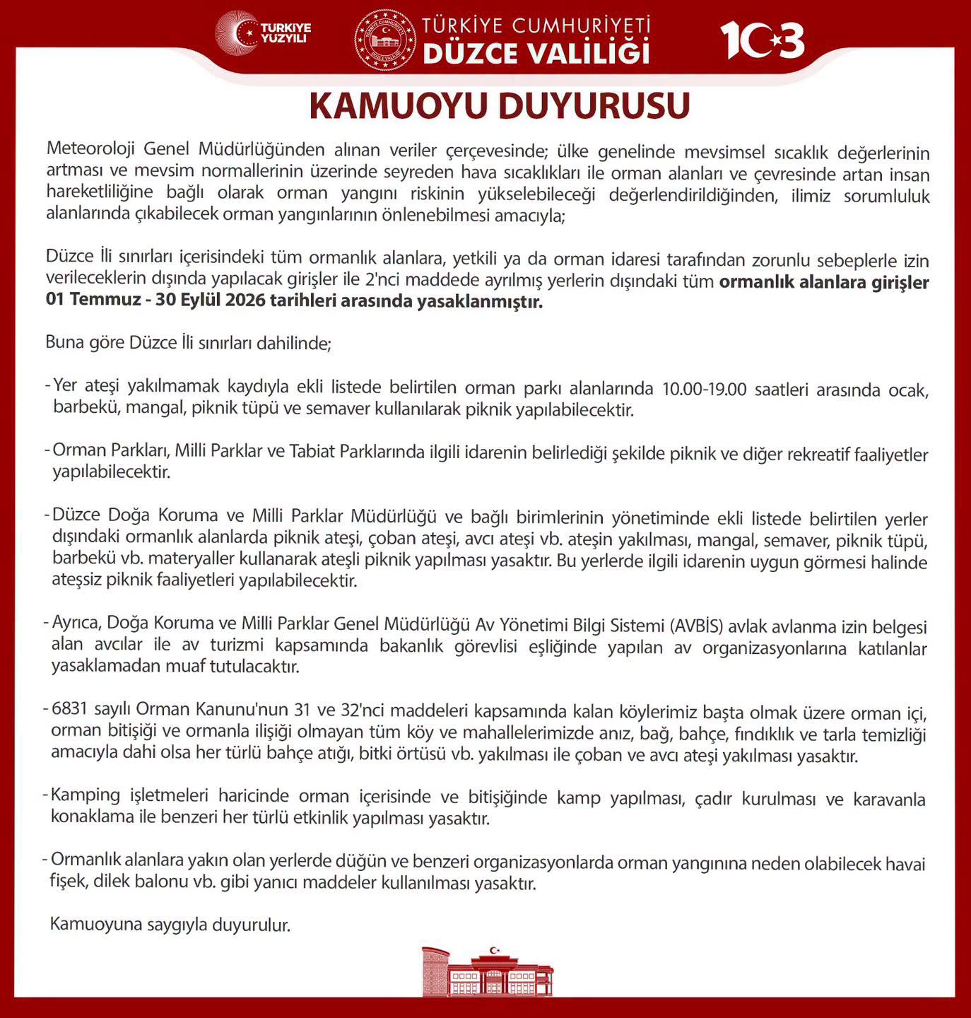Düzce'de Fındıklıkta Ateş Yakmak Yasaklandı!
