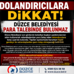 Düzce Belediyesi'nden Uyarı: