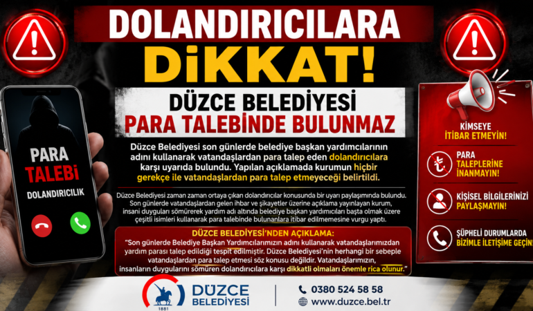 Düzce Belediyesi'nden Uyarı: