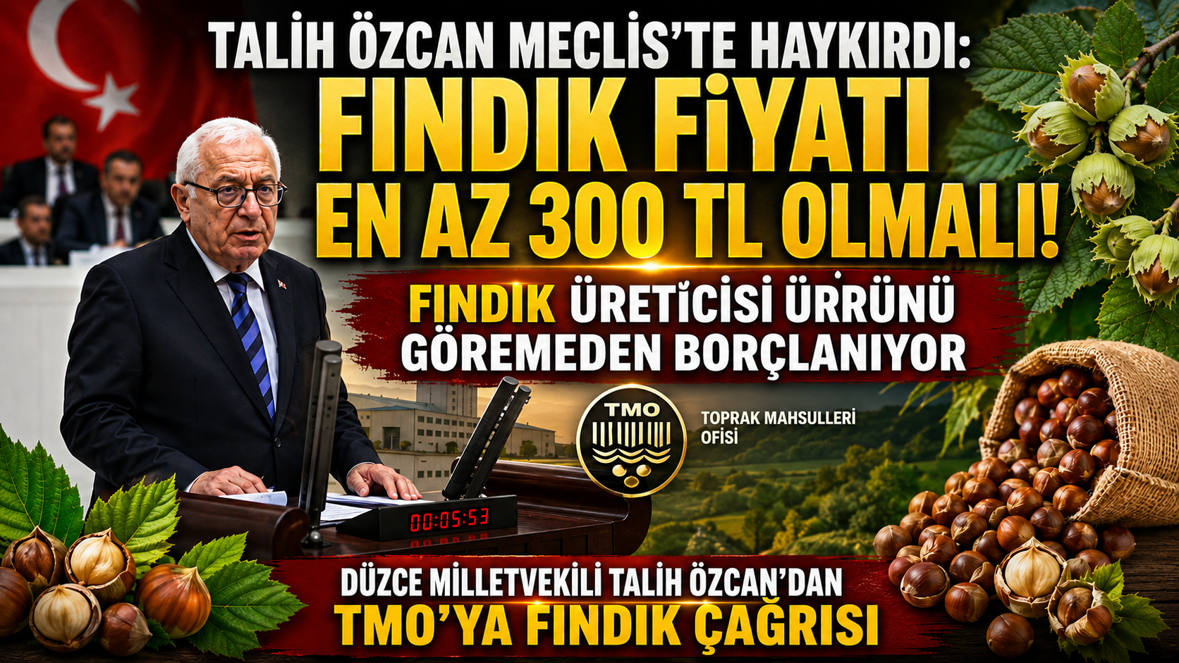 Talih Özcan Meclis'te Haykırdı: Fındık Fiyatı En Az 300 TL Olmalı!