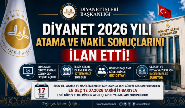 Diyanet 2026 Yılı Atama ve Nakil Sonuçlarını İlan Etti!