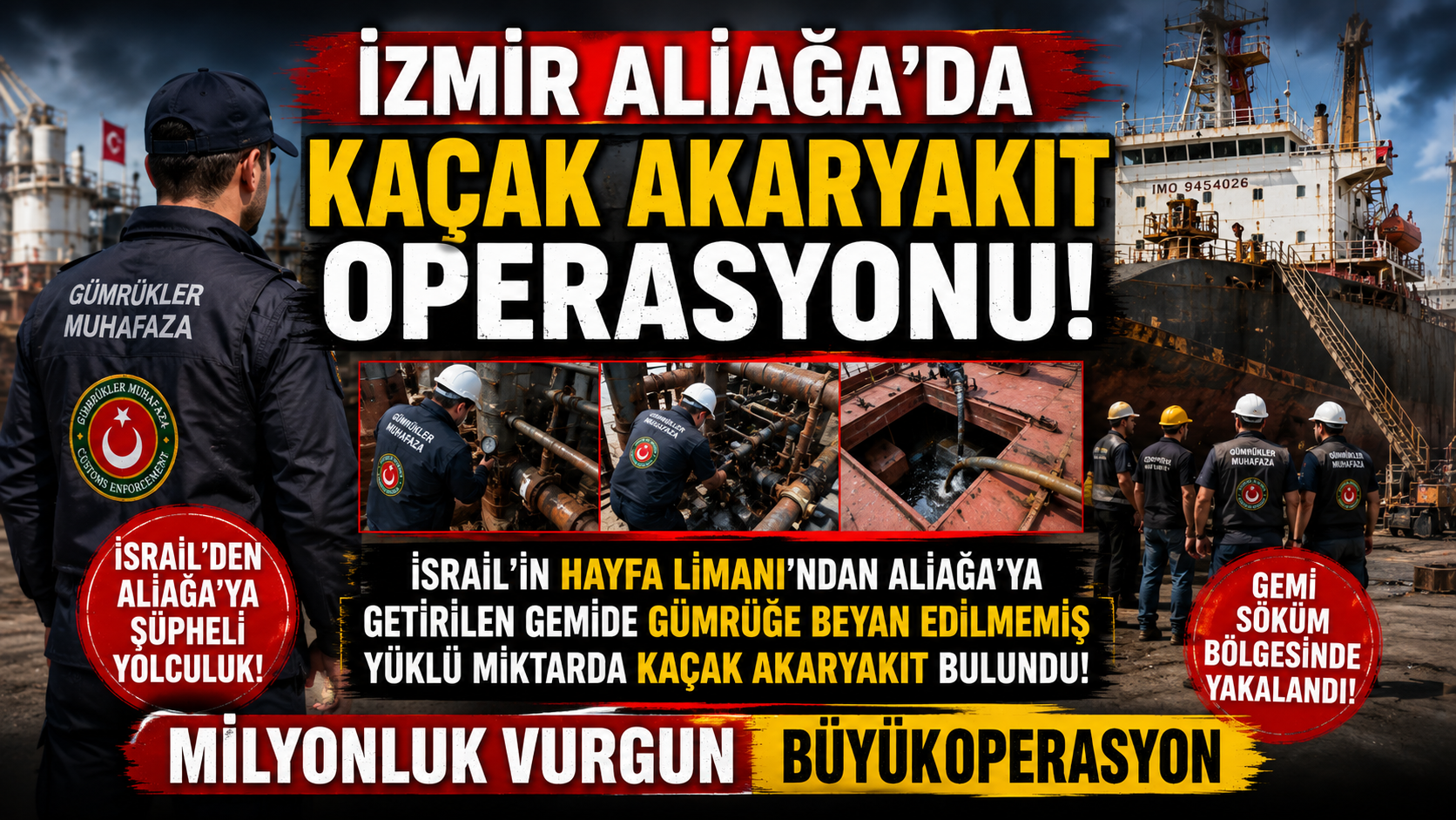 Hayfa'dan Gelen Söküm Gemisinde Tonlarca Kaçak Akaryakıt Ele Geçirildi
