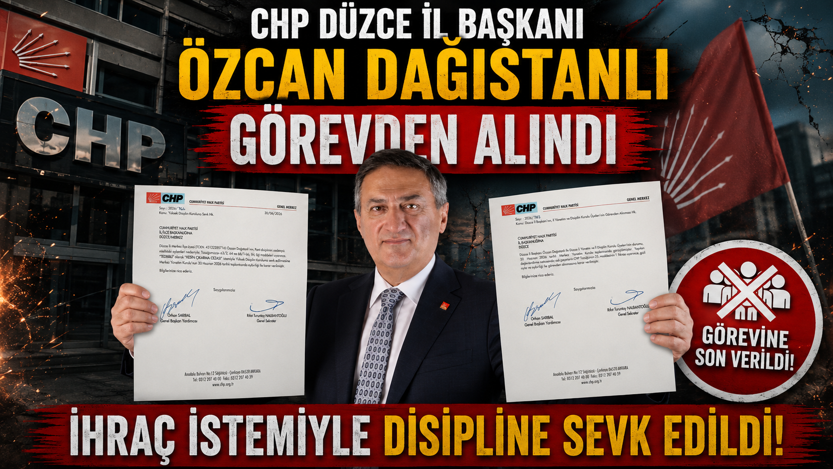 CHP Düzce İl Başkanı Görevden Alındı: Özcan Dağıstanlı İhraç İstemiyle Disiplinde! CHP Düzce İl Başkanı Görevden Alındı: Özcan Dağıstanlı İhraç İstemiyle Disiplinde!