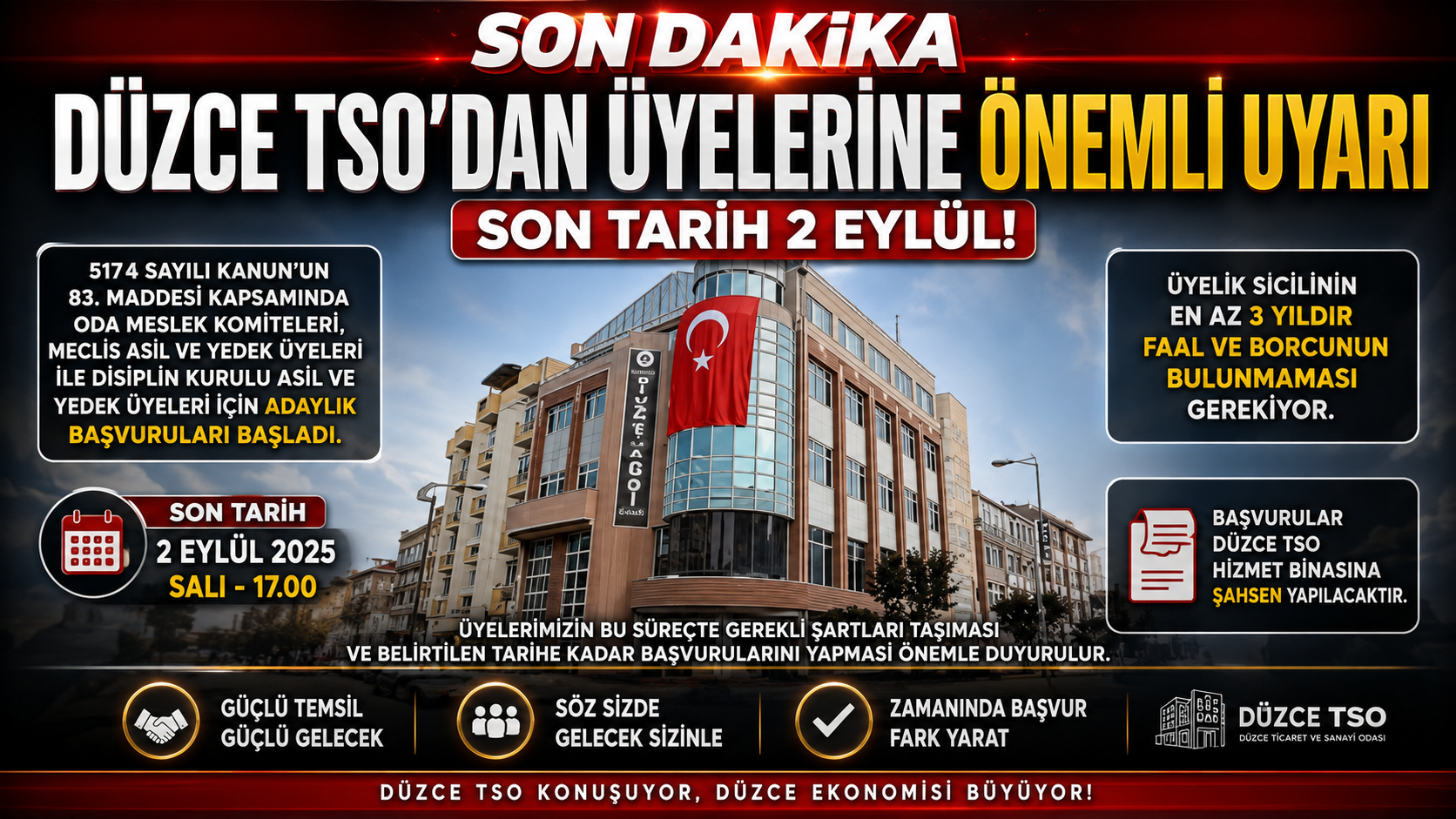 Düzce TSO’dan Üyelere Kritik Uyarı: Son Tarih 2 Eylül Düzce TSO’dan Üyelere Kritik Uyarı: Son Tarih 2 Eylül