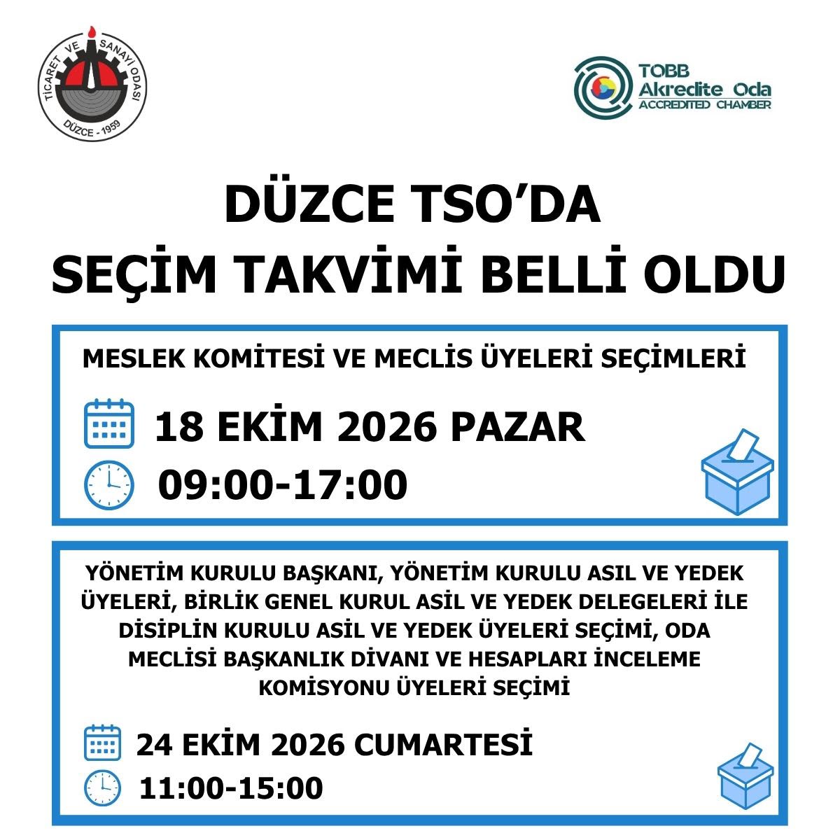 Düzce TSO'da 2026-2030 Dönemi Seçim Takvimi Açıklandı Düzce TSO'da 2026-2030 Dönemi Seçim Takvimi Açıklandı