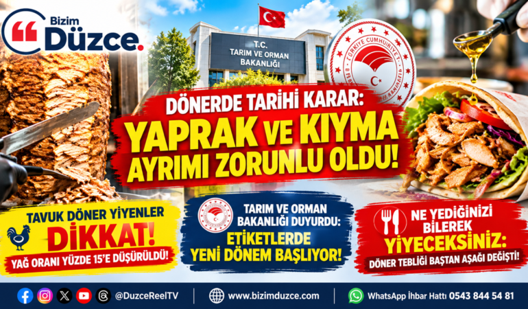 Dönerde Tarihi Karar: Yaprak ve Kıyma Ayrımı Zorunlu Oldu! Dönerde Tarihi Karar: Yaprak ve Kıyma Ayrımı Zorunlu Oldu!