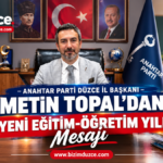 BAŞKAN METİN TOPAL’DAN YENİ EĞİTİM-ÖĞRETİM YILI MESAJI