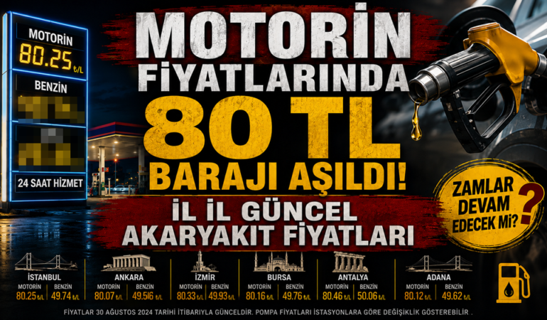Motorin Fiyatlarında 80 TL Barajı Aşıldı: