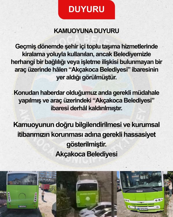 AKÇAKOCA BELEDİYESİ'NDEN O ARAÇ HAKKINDA RESMİ AÇIKLAMA AKÇAKOCA BELEDİYESİ'NDEN O ARAÇ HAKKINDA RESMİ AÇIKLAMA