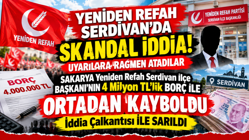 Sakarya Serdivan Yeniden Refah İlçe Teşkilatı’nda 4 Milyon TL’lik Borç İddiası