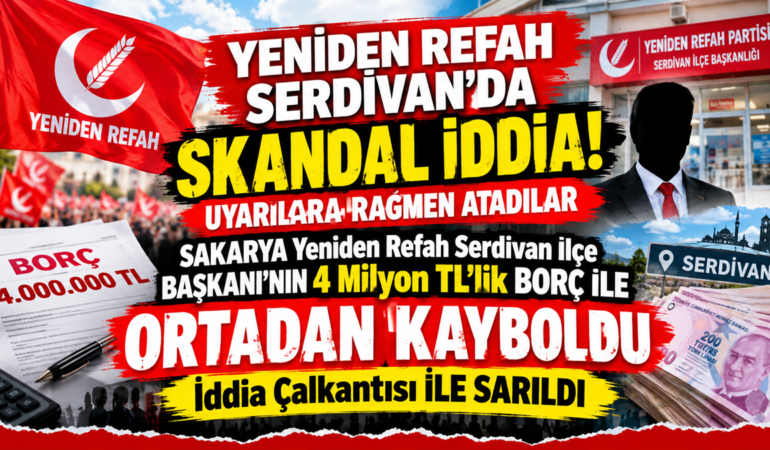 Sakarya Serdivan Yeniden Refah İlçe Teşkilatı’nda 4 Milyon TL’lik Borç İddiası