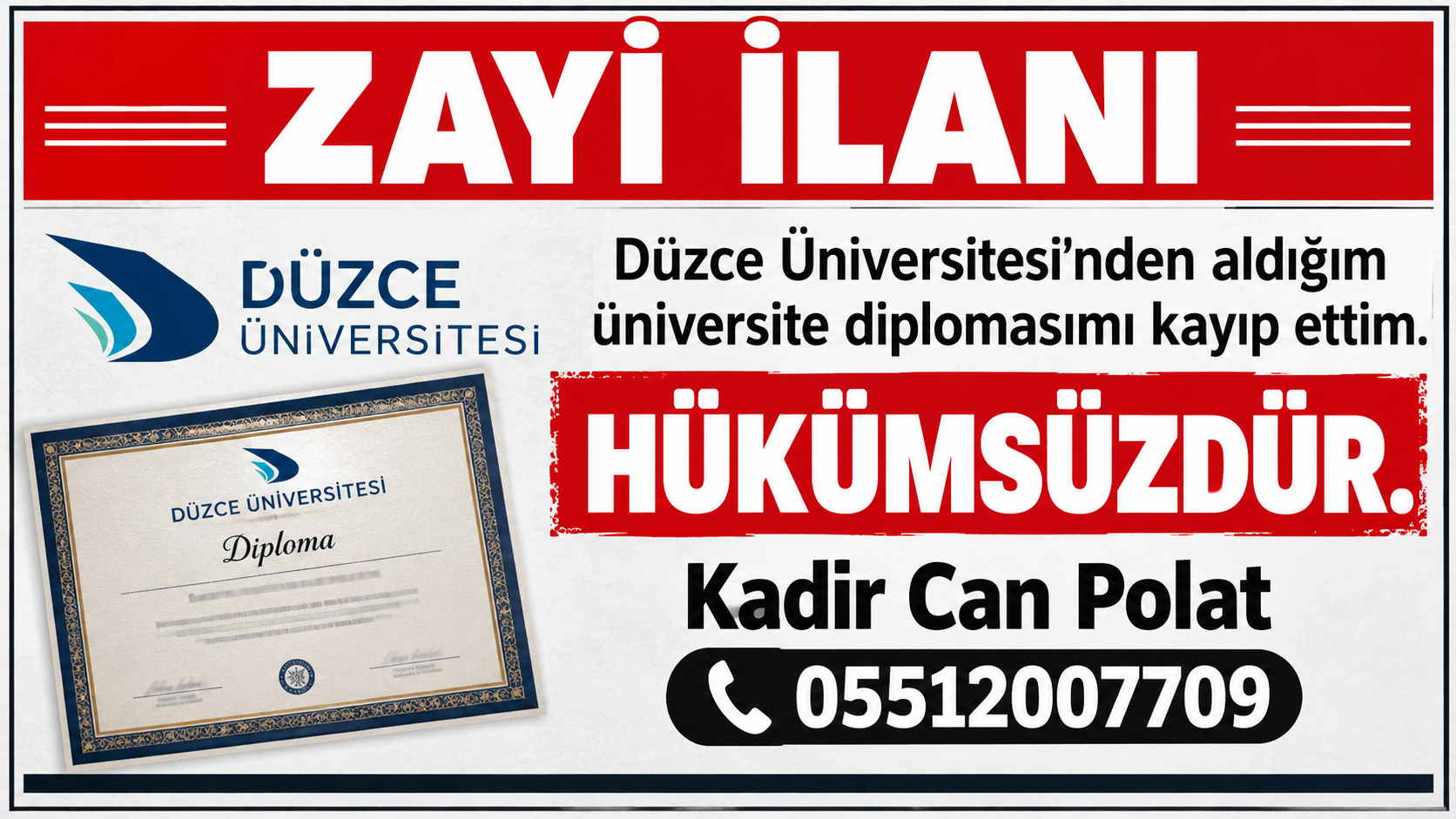 ZAYİ İLANI ZAYİ İLANI