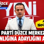 Av. Necati Zorlu YENİ Parti Düzce Merkez İlçe Başkanlığına Aday Oldu