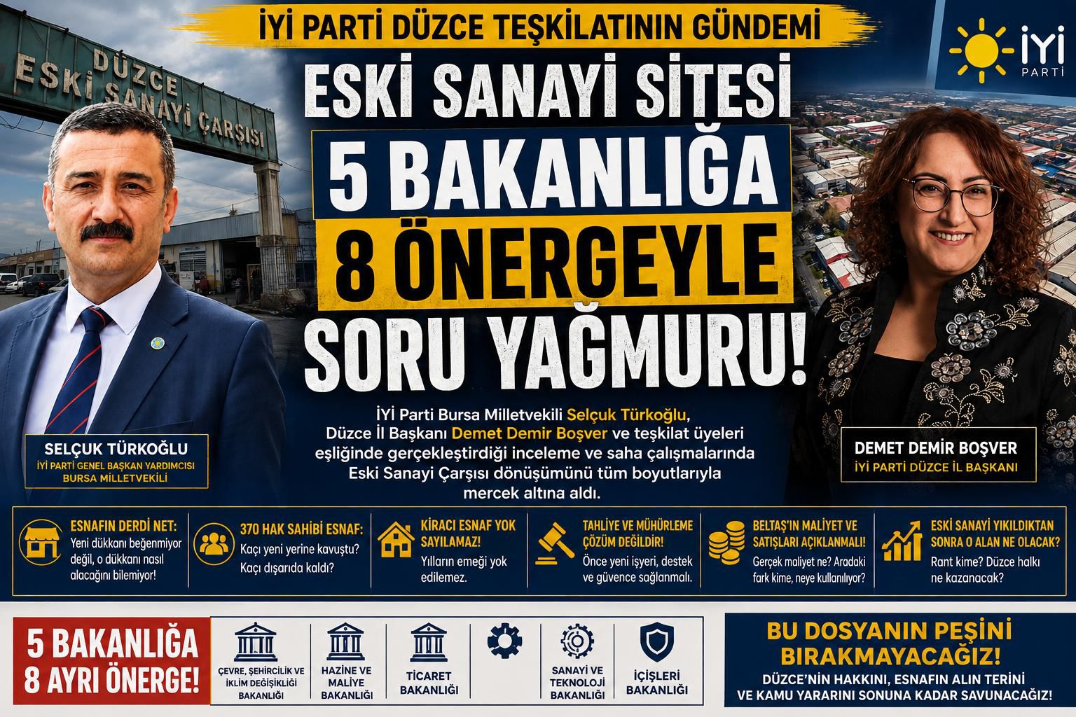 İYİ Parti’den Düzce’de Eski Sanayi Çarşısı Hamlesi: İYİ Parti’den Düzce’de Eski Sanayi Çarşısı Hamlesi: