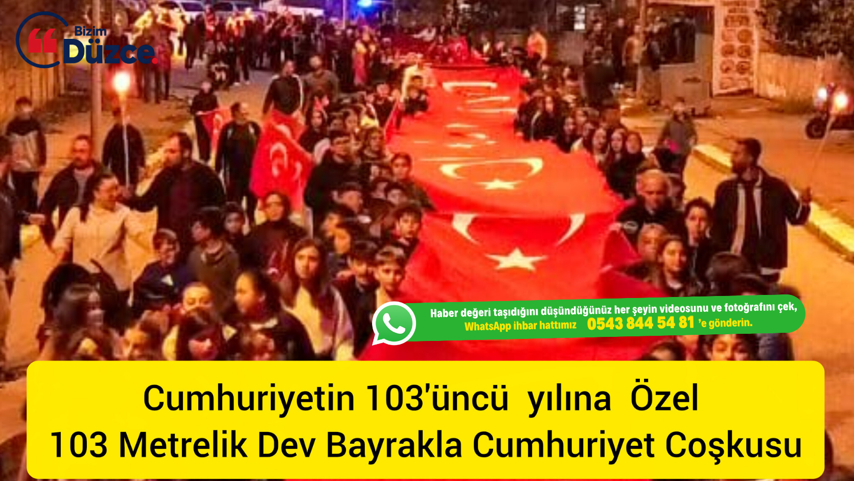 Cumayeri'nde Coşkulu Geçti: 103 Metrelik Dev Bayrakla Cumhuriyet Coşkusu