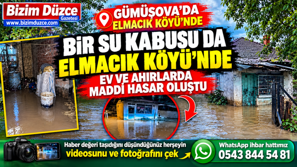 ELMACIK KÖYÜNDE EV VE AHIRLARA SU BASKINI