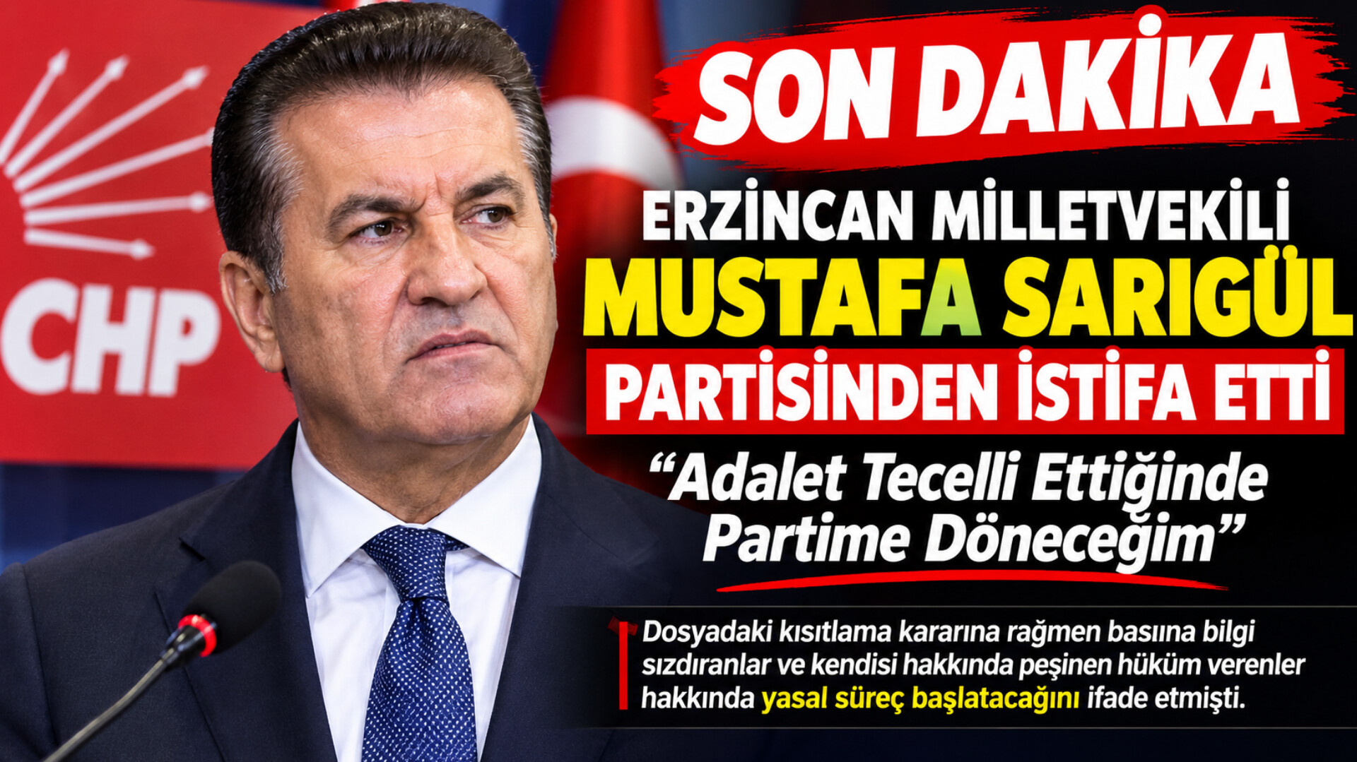 Mustafa Sarıgül Partisinden İstifa Etti: