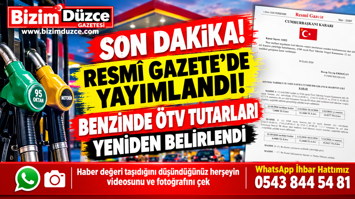 BENZİNDE ÖTV TUTARLARI YENİDEN BELİRLENDİ